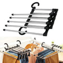 Kit Com 2 Cabides Multiuso 5 em 1 Aço Inox Guarda Roupa Organizador Cabideiro de Calças Camisetas