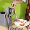 Kit 19 Peças Jogo de Utensílios Para Cozinha em Silicone Com Cabo de Madeira Completo
