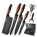 Conjunto Faca Inox 6 Peças Com Cabo Reforçado Aço Carbono Descascador Tesoura Cutelo Carne Legumes