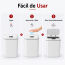 Lixeira Inteligente Automática 15L Sem Toque Sensor Infravermelho Tampa Automática Cozinha Banheiro
